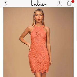 Lulu’s Coral lace mini dress